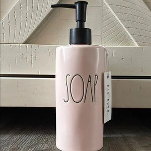 Rae Dunn Valentine’s Day pink SOAP with black heart soap dispenser